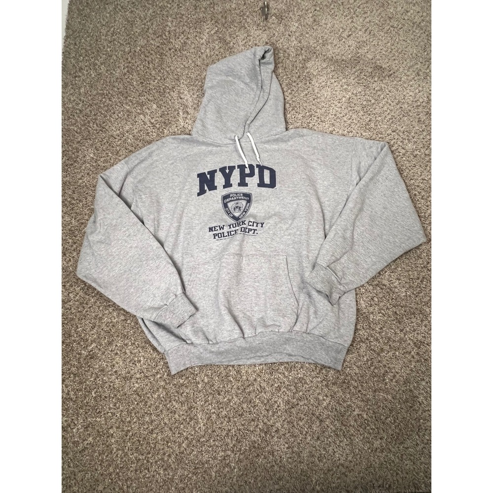 Port and Company NYPD New York City Police Dept Graphic Hoodie Gray Mens XL